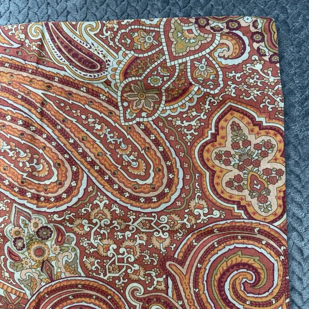 Pottery Barn Paisley Throw Pillow Cover 20x20 Rust Orange Linen Cotton 2009